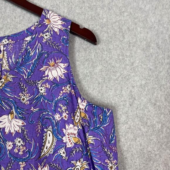 J. Jill Love Linen Purple Floral Sleeveless Shift Dress Size Medium Petite - Picture 4 of 9